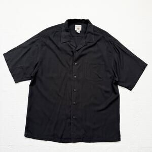 Original Island Sport Black Rayon Button Up Shirt, Size Large